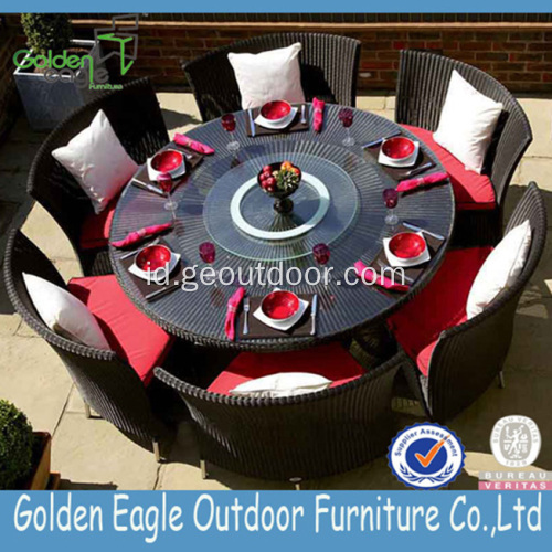 Hot Aluminium Woven Rotan Round Table Dinning Set